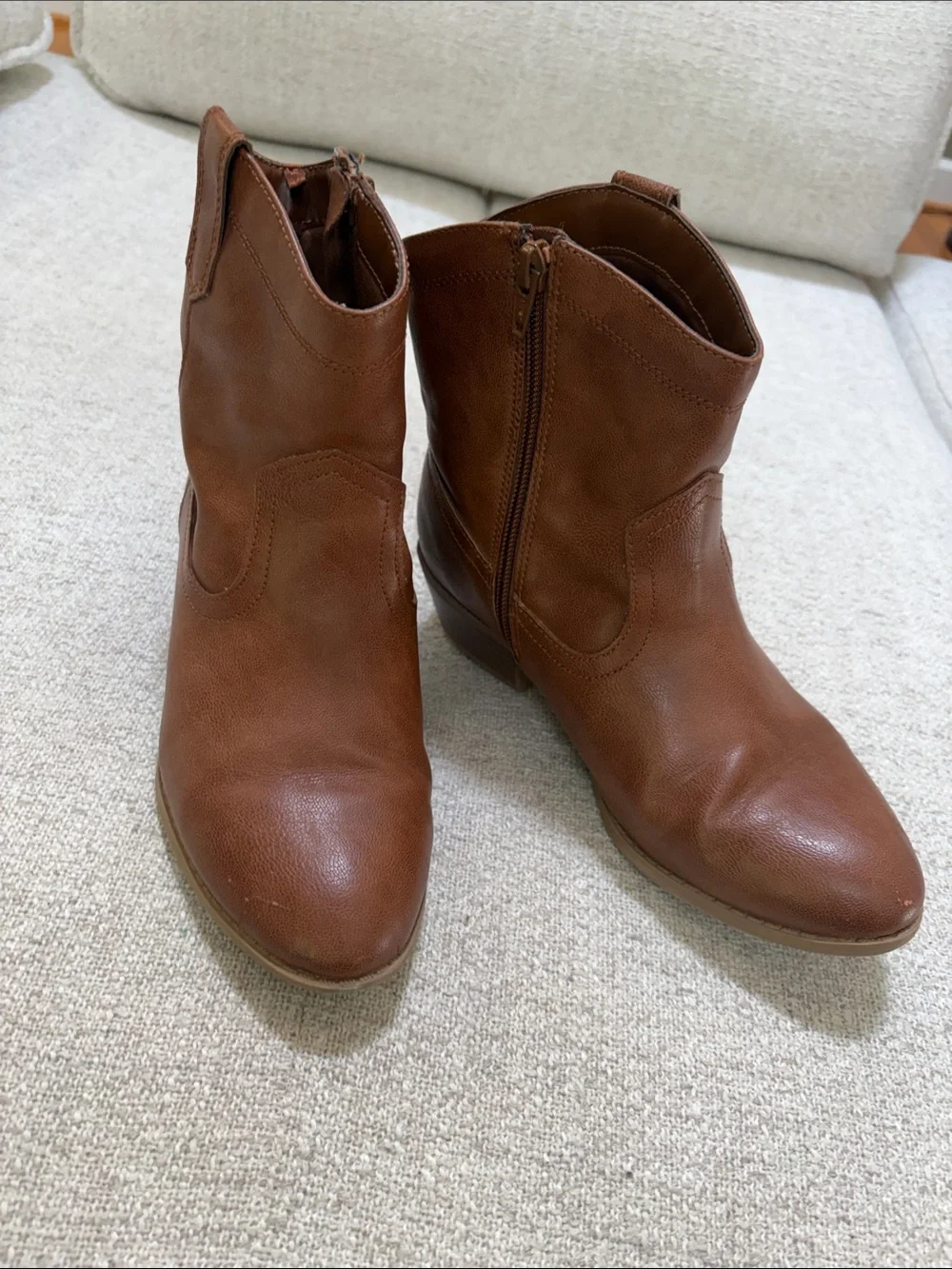 Old Navy Brown Western Ankle Booties with Side Zipper
